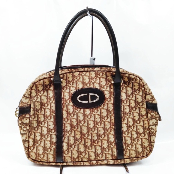 Vintage Christian Dior Hand Bag  Brown Canvas - Picture 1 of 9